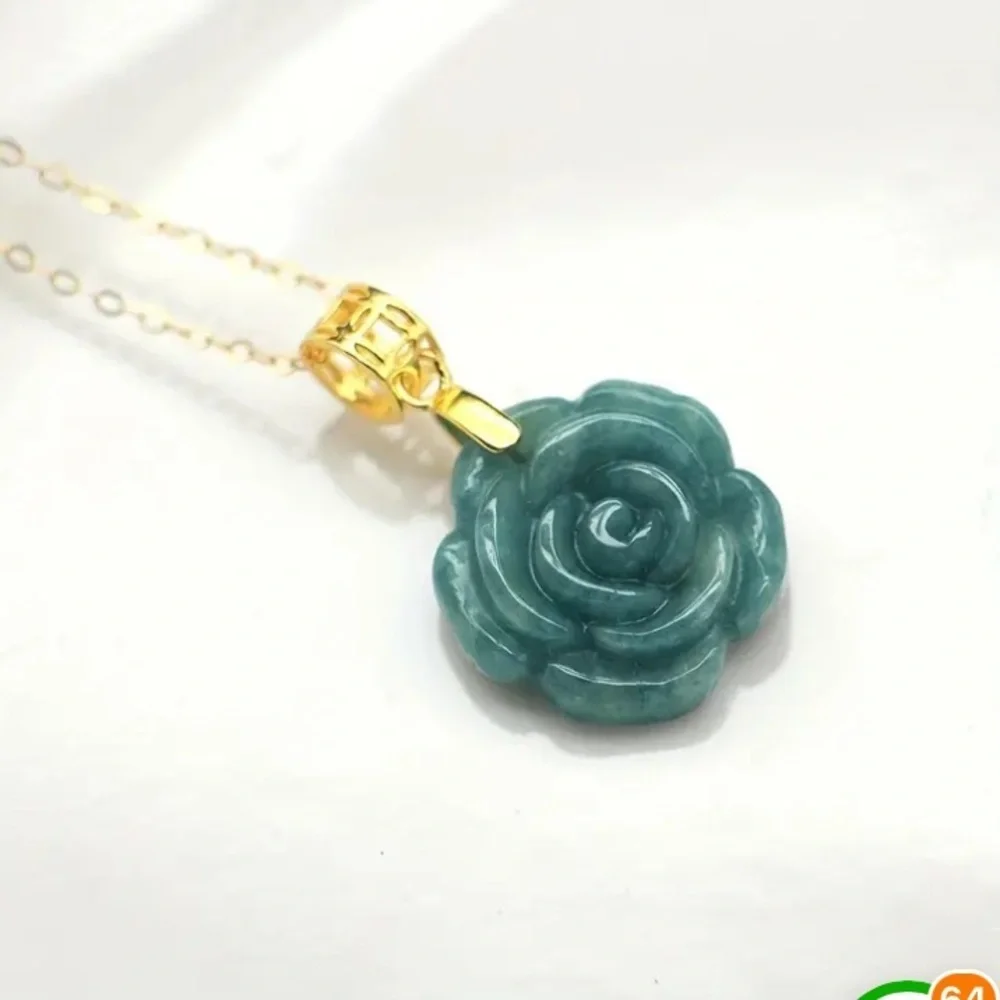 Exquisite Natural Jade 925 Sterling Silver Necklace